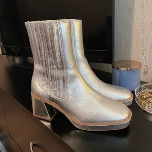 Silver Metallic platform booties